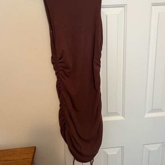 White Fox Boutique Play it Loud Drawstring Mini Dress Chocolate/Mocha - Picture 8 of 8